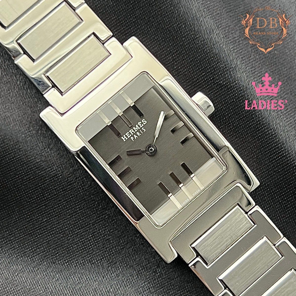 【新品電池】 エルメス タンデム ダークグレー文字盤 クォーツ TA1.210 Hermes レディース 時計 シルバー ビジネス 鑑定済み 新品未使用級拍卖