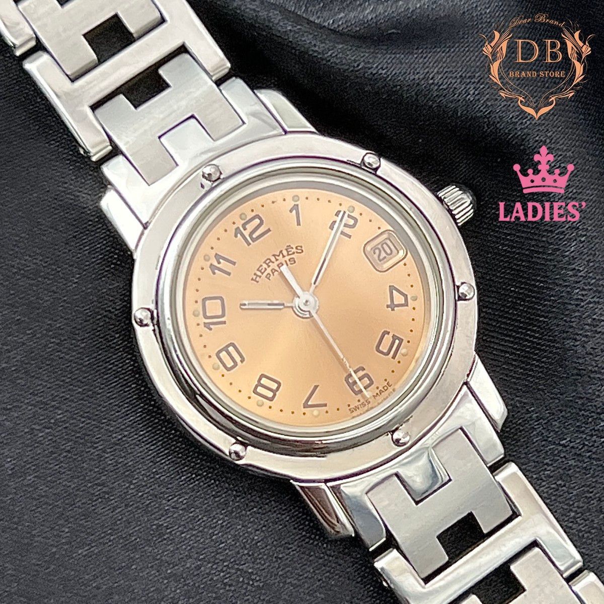 【新品電池】 エルメス クリッパー アイボリー文字盤 シルバーブレスレット 稼働 Hermes レディース 時計 ビジネス 鑑定済み 新品未使用級拍卖