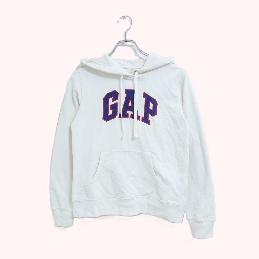 GAP パーカー XXS ホワイト ロゴ刺繍 裏起毛 カジュアル おでかけ拍卖