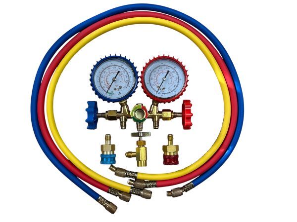 ★缶切りバルブ付 R1234yf(HFO1234yf)マニホールドゲージ エアコンガスチャージ拍卖