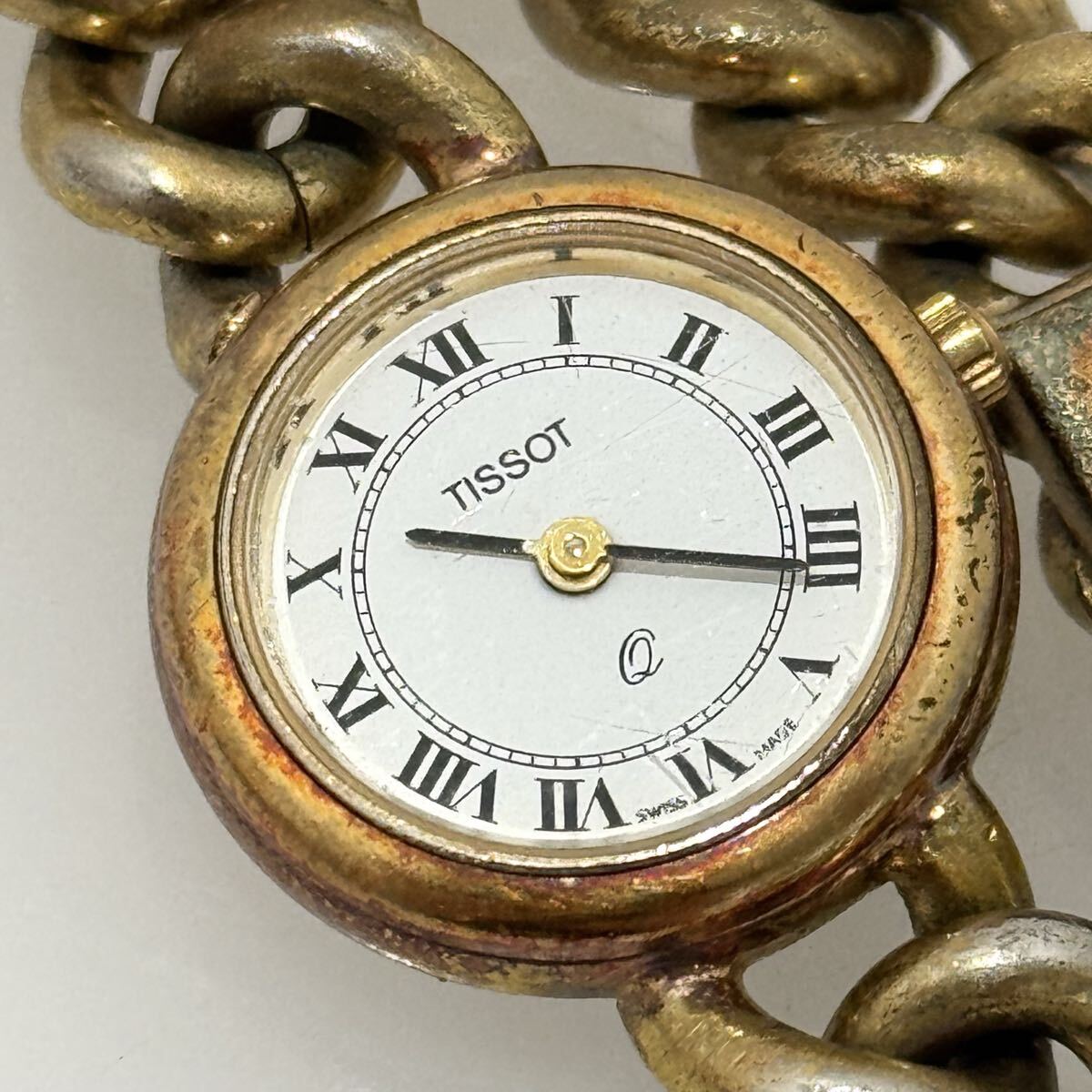 D(0908g6) TISSOT ティソ レディース 腕時計 ヴィンテージ チェーンベルト ゴールド系 ★動作未確認拍卖