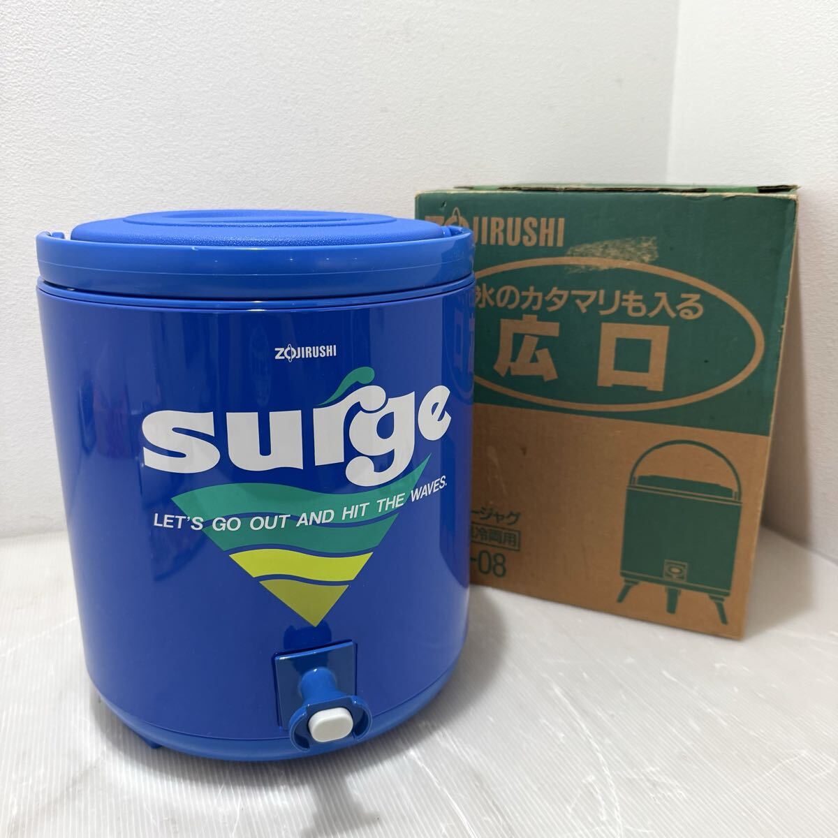 D(0911g6) ZOJIRUSHI 象印 オーナージャグ 保温・保冷両用 DTY-08 8.0L 青系 三脚付き拍卖