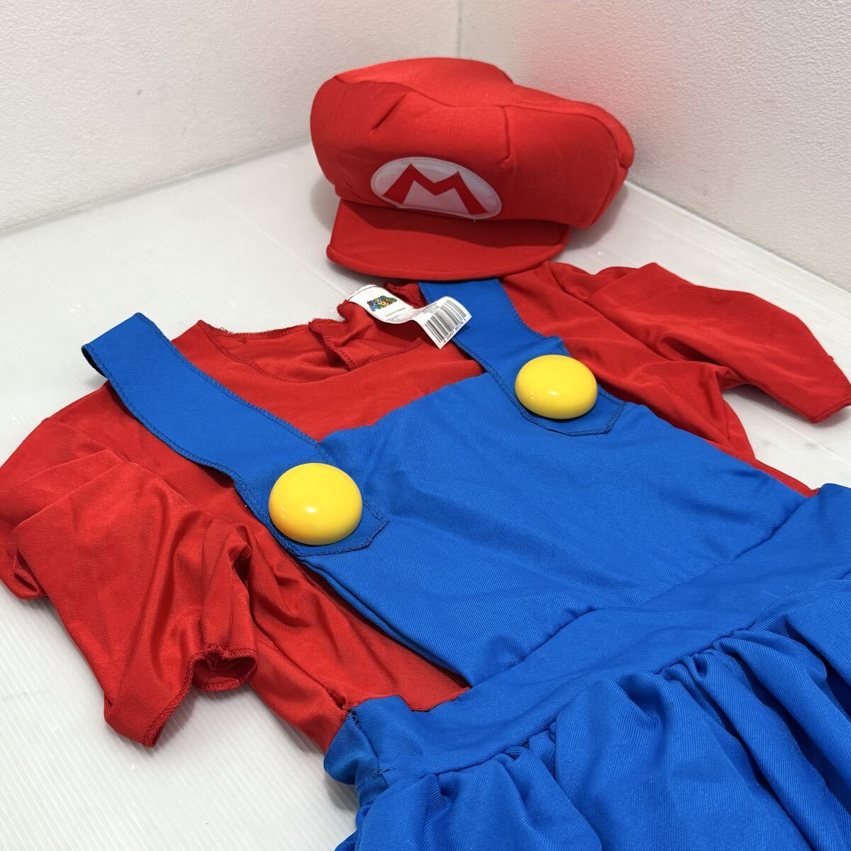 D(0929g3) スーパーマリオ レディース コスプレ 帽子 ワンピース 2点セット マリオ 赤×青 ハロウィン 仮装 衣裳 拍卖