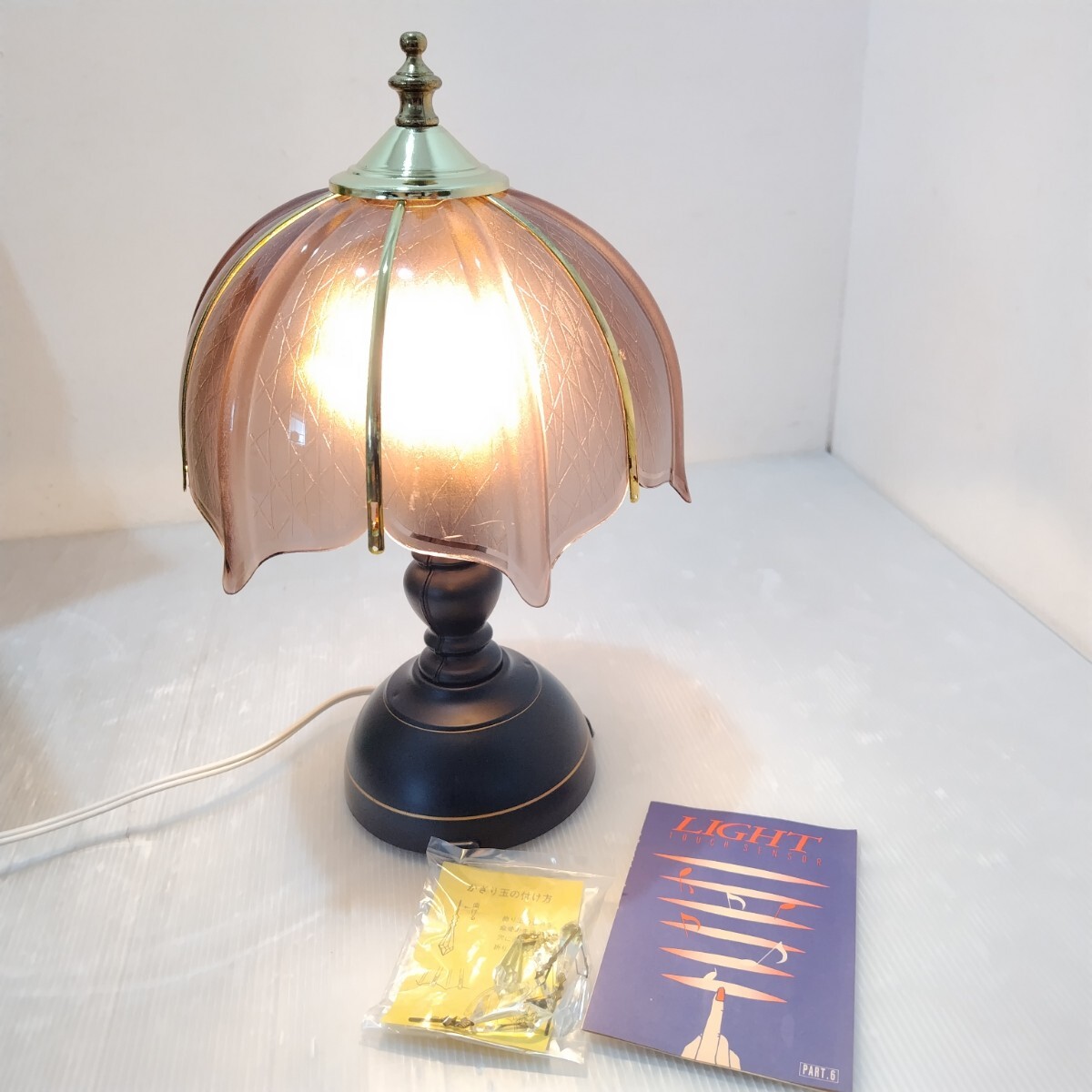 D(0930i12) タッチセンサーライト スターライト ナイトスタンド テーブルランプ 黒ブラウン スタンドライト 照明 レトロ●簡易動作OK拍卖