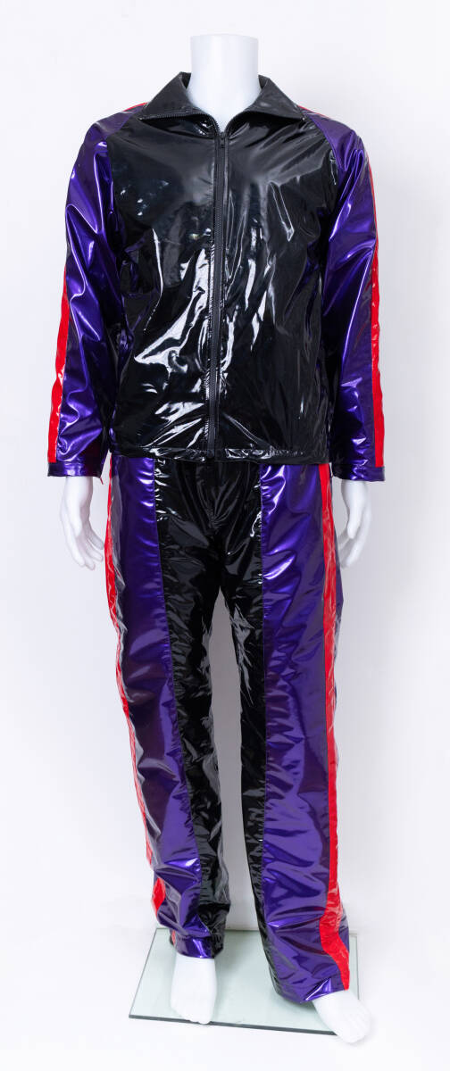 光沢抜群★エナメルトラックスーツ(エナメル裏地付き) メンズLサイズ ハンドメイド サンプル品 ジャージ上下セット【1点限り】拍卖