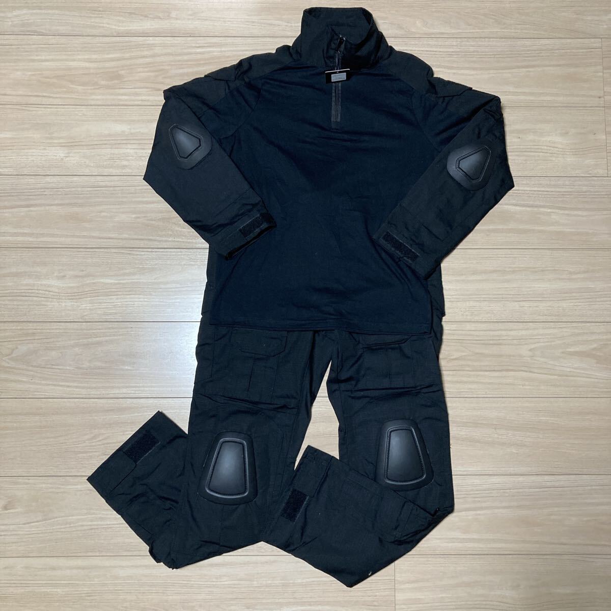 Combat コンバット BDU シャツ バイクシャツ 肘当て 膝当て 上下セット セットアップ Sサイズ 黒 新品 未使用品拍卖