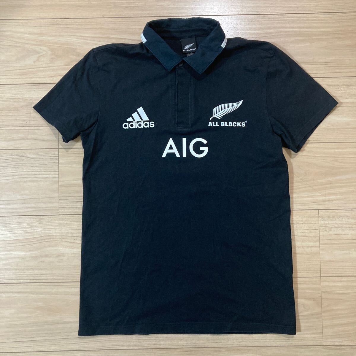 adidas アディダス ALL BLACKS オールブラックス ポロシャツ 半袖シャツ Mサイズ 黒 ラグビー 拍卖
