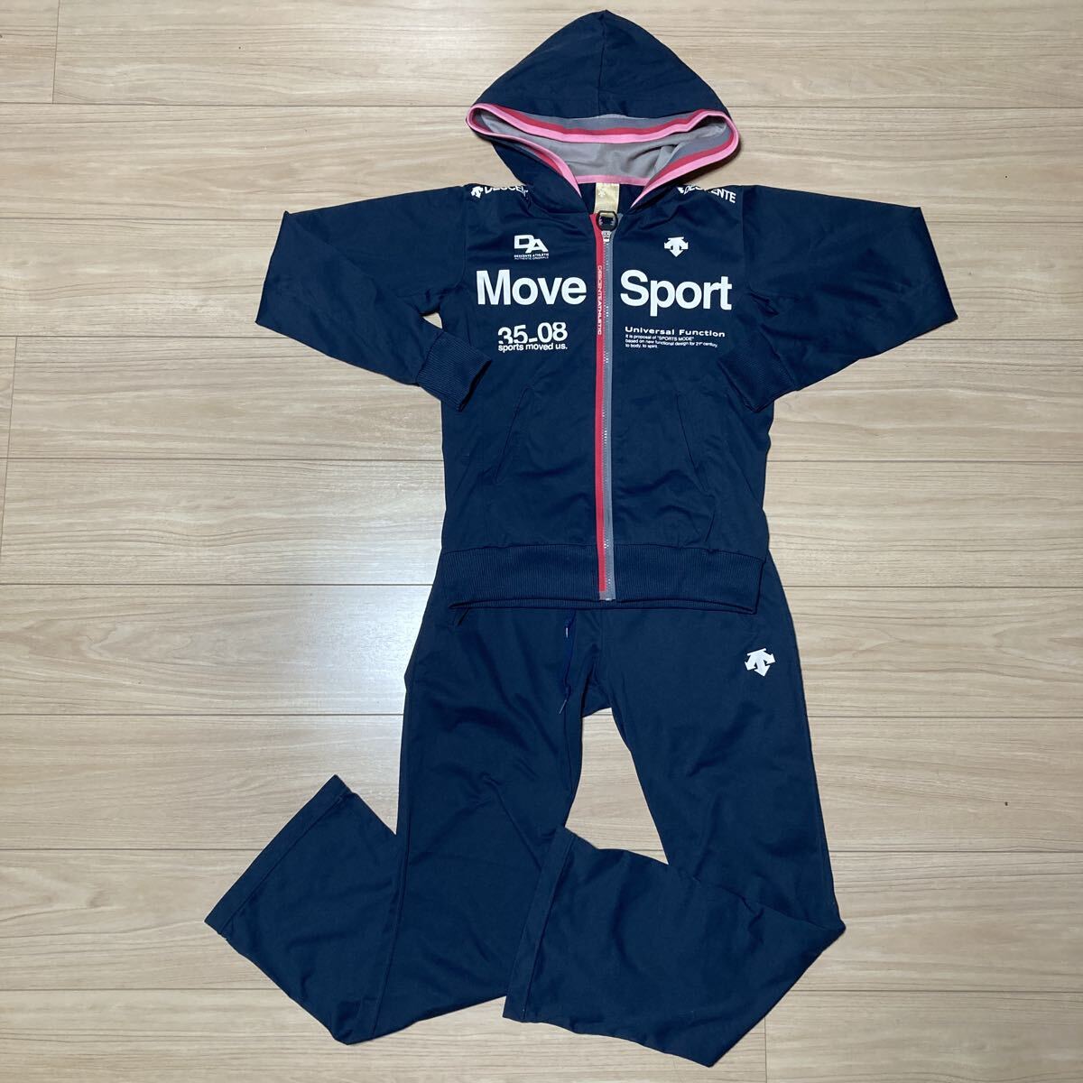 DESCENTE デサント Move Sport ムーブスポーツ ジップアップパーカー ジャージ 上下セット セットアップ Sサイズ ネイビー レディース拍卖