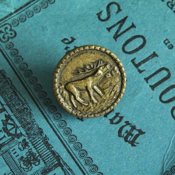 即決 鹿 メタルボタン 1個 φ18mm 動物 アニマル ハンティング 狩猟 フランス輸入 ヴィンテージ拍卖