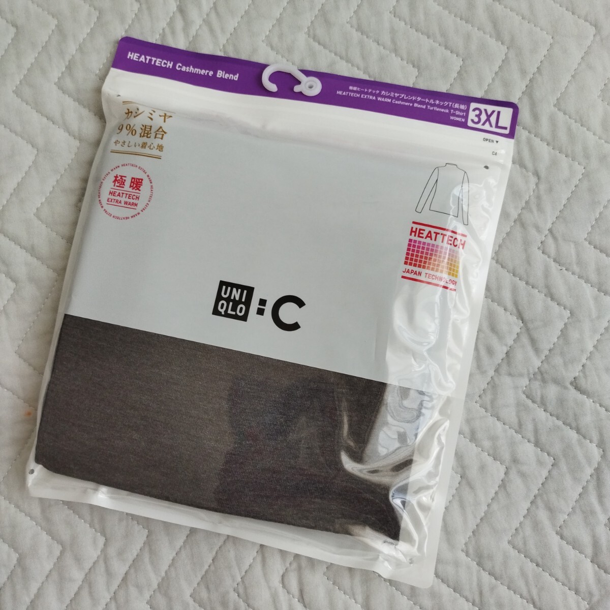 未使用 ユニクロ 極暖 ヒートテック カシミヤブレンドタートルネックT 長袖 大きい 3xl グレー レディース 匿名 送料無料拍卖