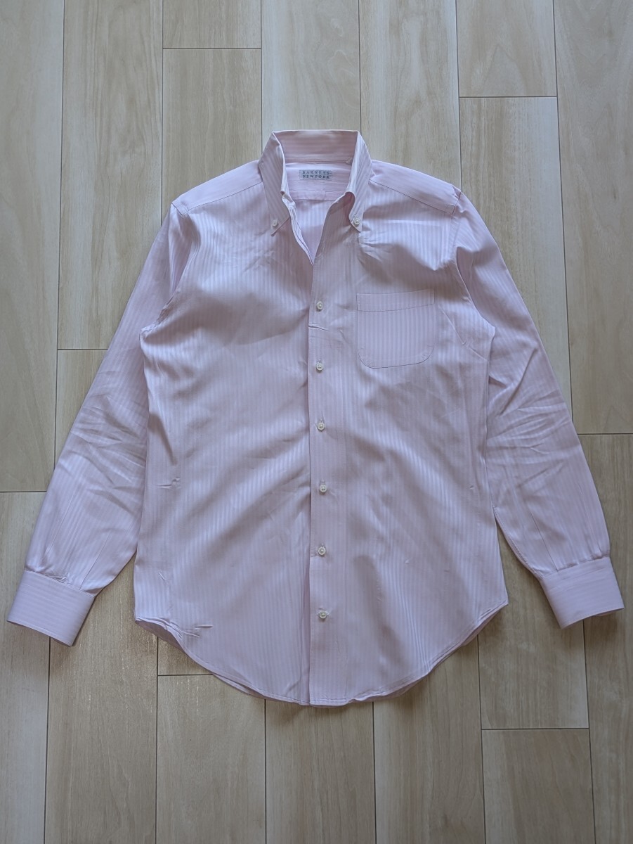 BARNEYS NEWYORK バーニーズ・ニューヨーク シャドウ ストライプ 柄 ボタンダウン シャツ PINK サイズ 39 × 86 BD Shirts拍卖