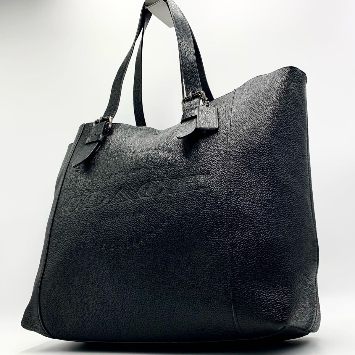 美品 COACH コーチ ビジネストートバッグ ハドソン ロゴ型押し A4 ブラック 黒拍卖