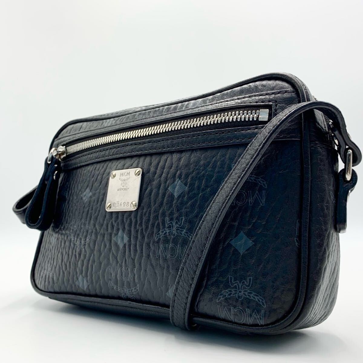 美品 MCM エムシーエム ヴィセトス柄 ショルダーバッグ カメラバッグ 斜め掛け ブラック レディース メンズ拍卖