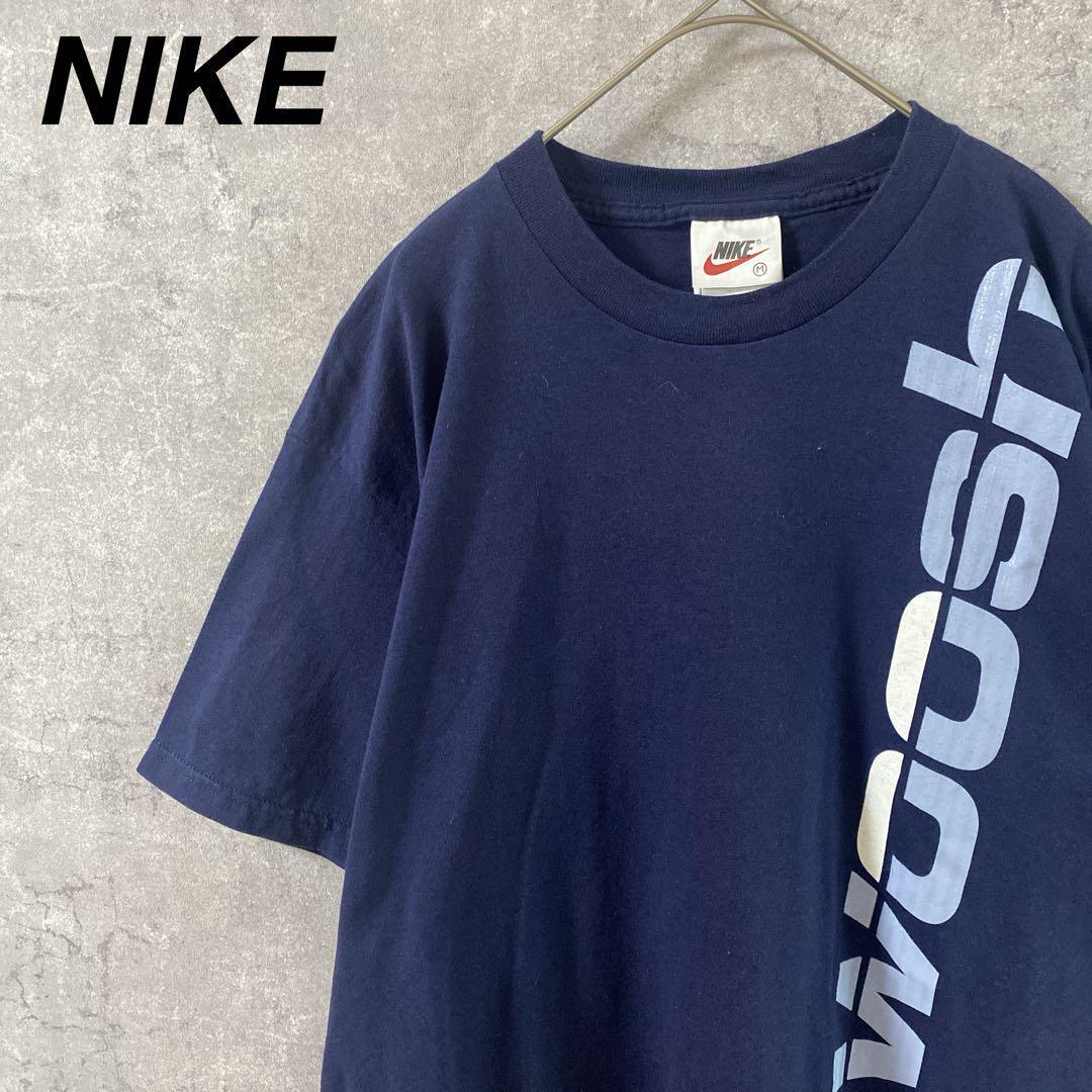 NIKE スウォッシュ USA製 90s Tシャツ 半袖 ネイビー Mメンズ拍卖