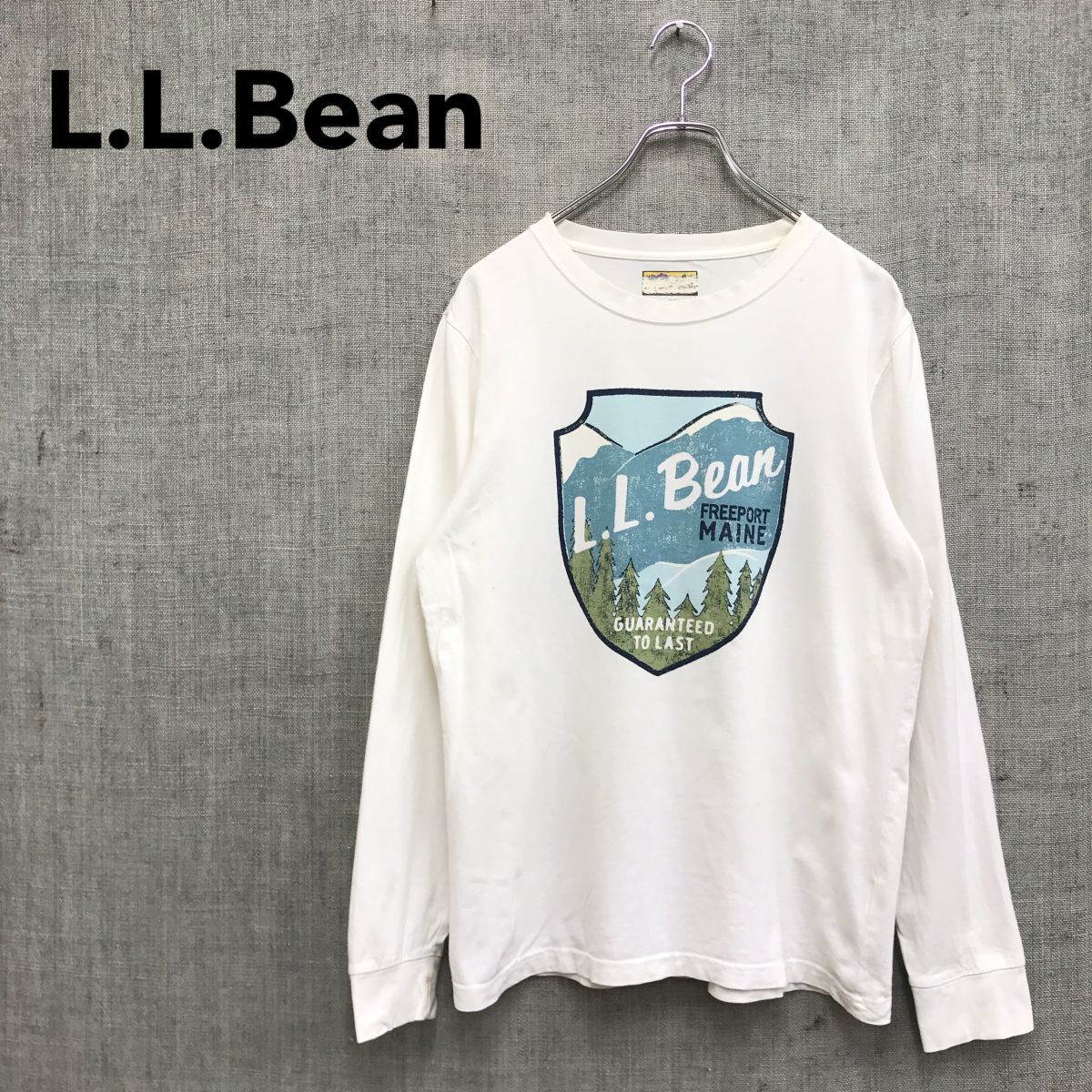 2K1860-R◆L.L.Bean エルエルビーン 長袖Tシャツ◆サイズM メンズ 紳士 トップス ロンT アウトドア 綿100% コットン 秋服 ホワイト拍卖