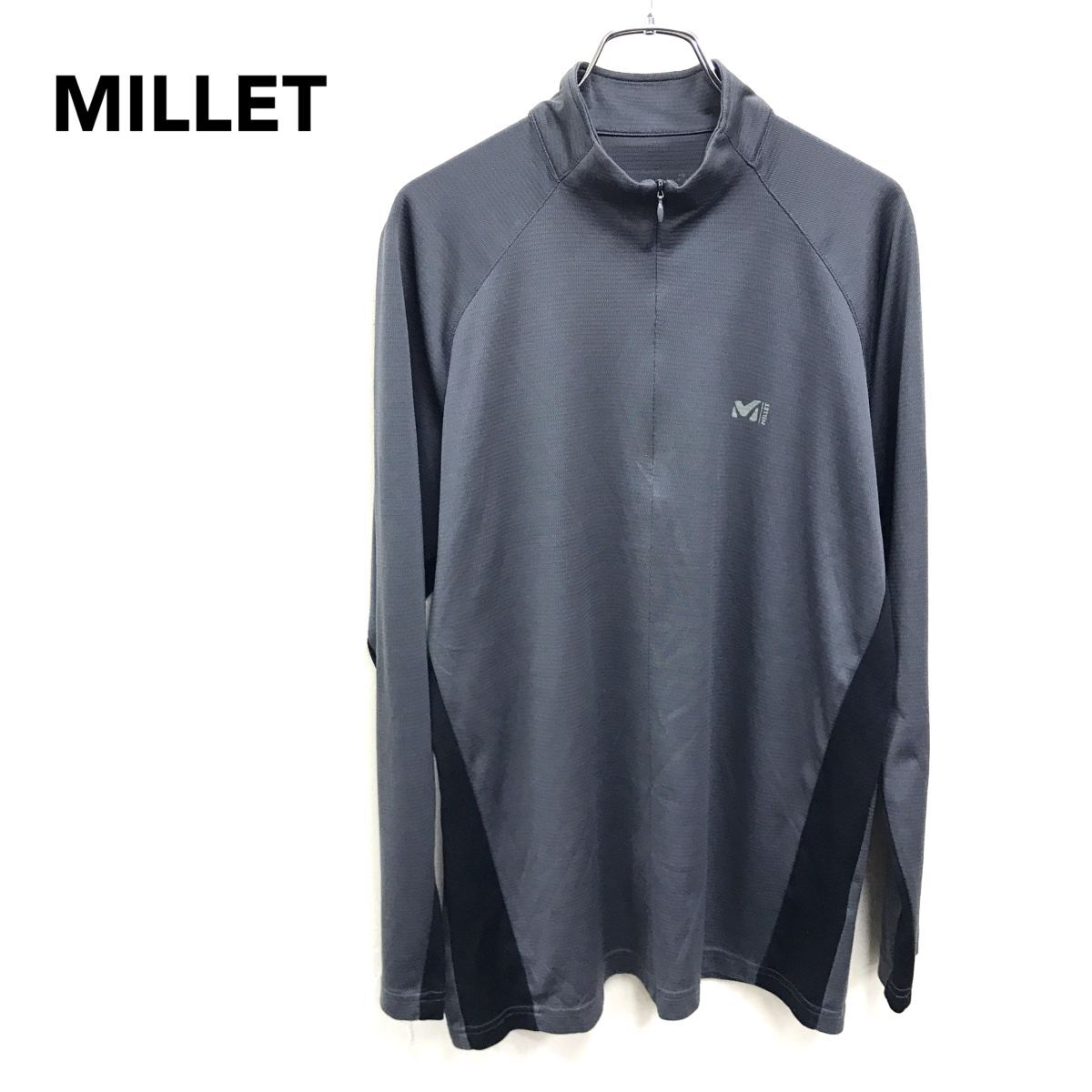 2K1613-W-N◆MILLET ミレー 長袖カットソー ハーフジップ シンプル アウトドア カジュアル メンズ◆グレー系 ポリエステル拍卖