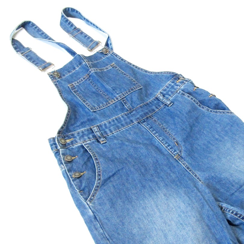 chocomeeチョコミー▼デニムオーバーオール▼Mサイズ▼ウエスト約84cm拍卖