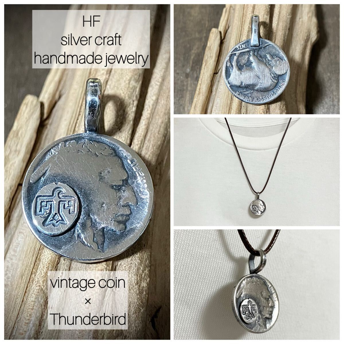 ヴィンテージコイン サンダーバード シルバー ネックレス ペンダント #インディアンジュエリー ネイティブアメリカン ナバホ族 925拍卖