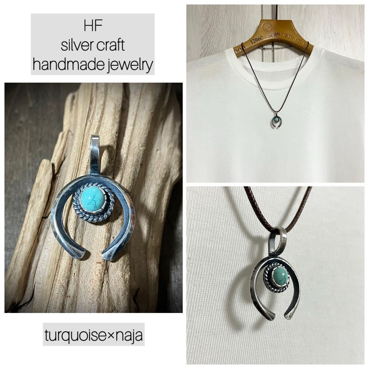 silver950 ターコイズ ナジャ シルバー ネックレス ペンダント #インディアンジュエリー ネイティブアメリカン ナバホ族 925拍卖