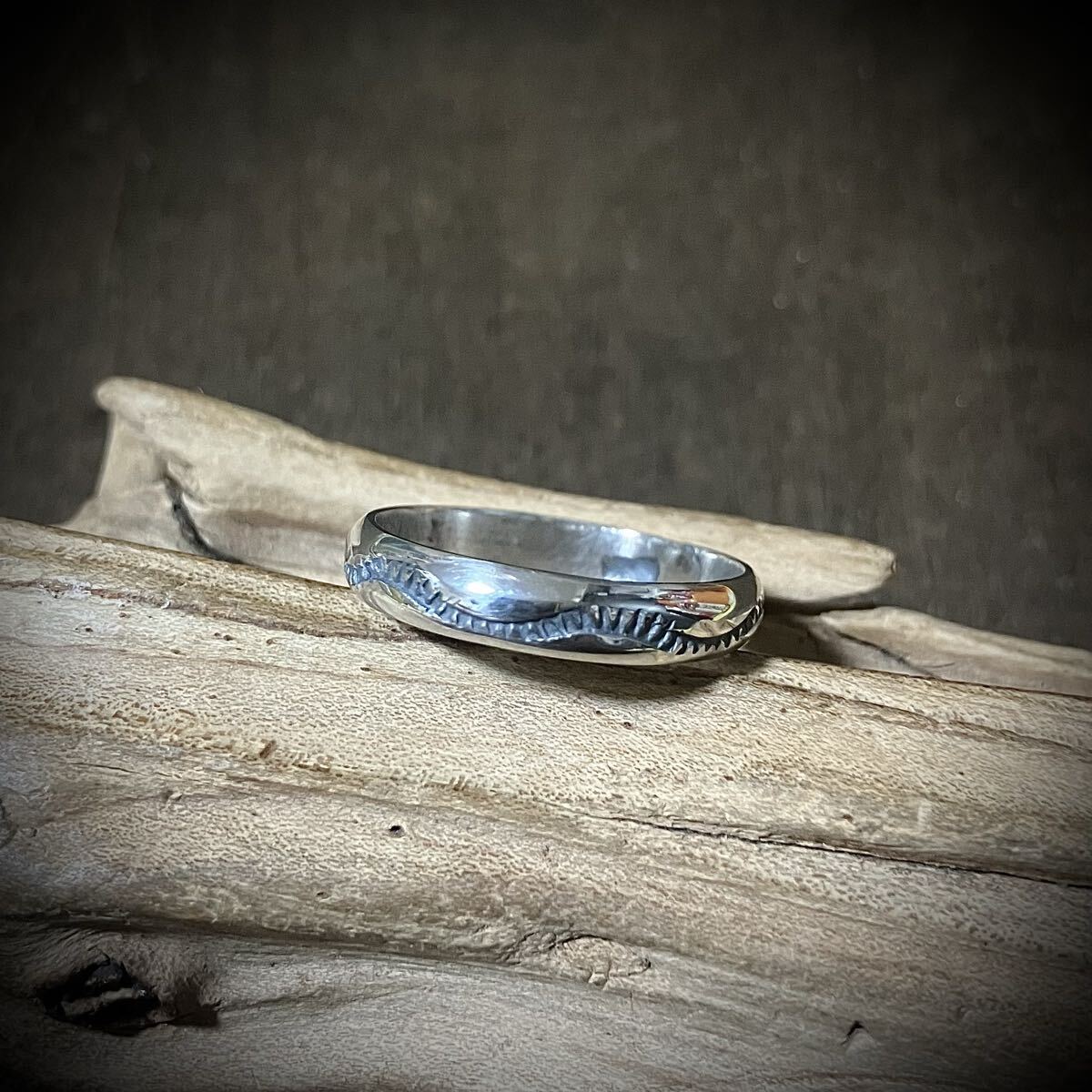 silver950 スタンプワーク 甲丸 シルバー リング 指輪 19号 #インディアンジュエリー ネイティブアメリカン ナバホ族 925拍卖