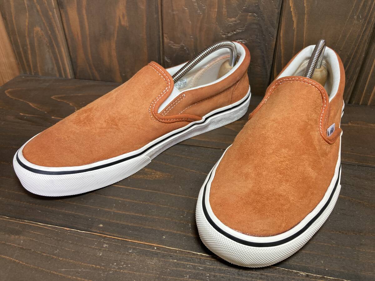 ★VANS バンズ 国内企画 slip on スリッポン スエード UltraCush オレンジ ブラウン 26.0cm 美品 Used 検 SK8 オールドスクール拍卖
