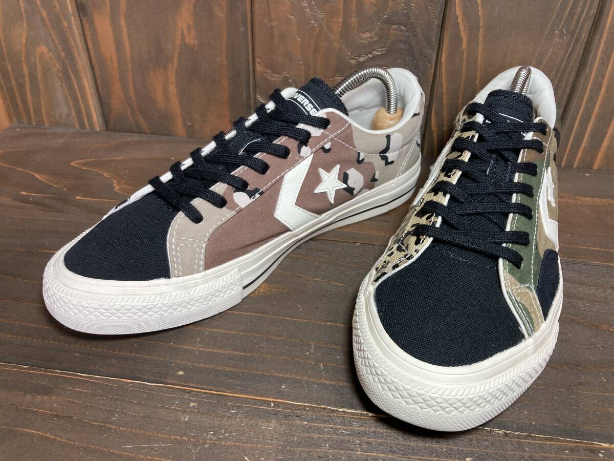 ★CONVERSE コンバース PRO RIDE SK PT OX プロライド 黒×白 カモフラ レオパード 25.5cm Used 検 スケートボーディン シェブロンスター拍卖