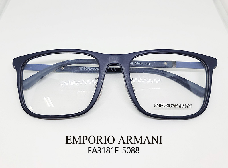 値下 EMPORIO ARMANI エンポリオ・アルマーニ 正規品 メガネフレーム EA3181F-5088 55□ マットネイビー 紺 スクエア メンズ レンズ交換可拍卖