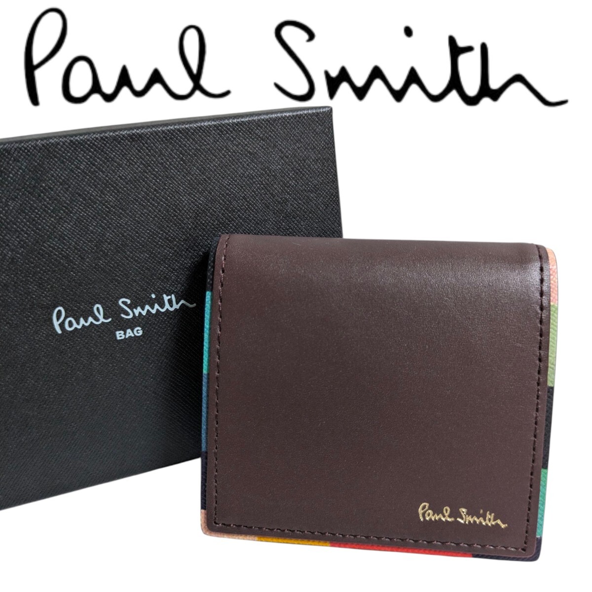 新品 Paul Smith ポールスミス コインケース ストライプ ポップ PSC511 ワイン メンズ 男性 紳士 新卒 父の日拍卖