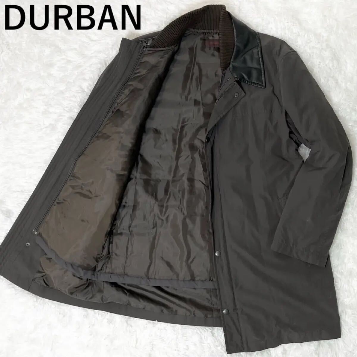ダーバン DURBAN ダウンジャケット ダウンライナー メンズ レザー ロング 2way ライナー着脱可能 アウター L ブラウン 茶 brown アパレル拍卖