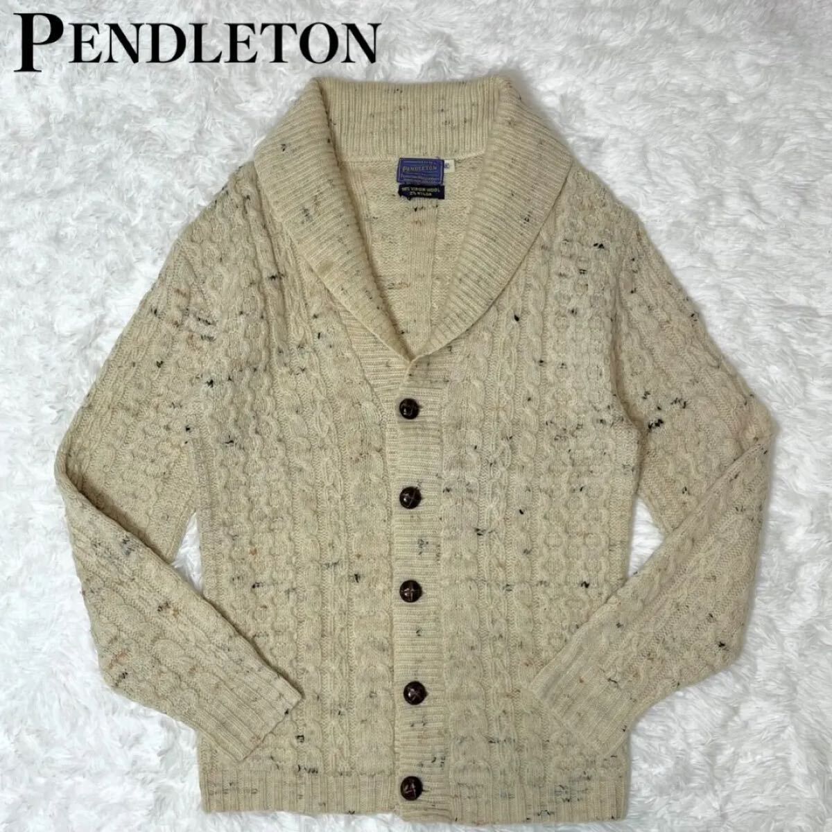 ペンドルトン PENDLETON カーディガン ケーブルニット ローゲージ メンズ くるみボタン トップス M ホワイト 白 white アパレル拍卖