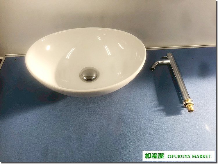 25115■手洗い器 手洗いボウル 陶器 水栓金具付き W410×D335×H190■展示品/取り外し品/未使用品拍卖
