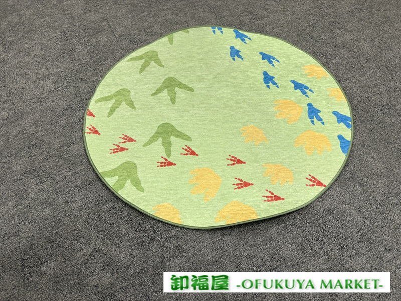 28988■IKEA /イケア JATTELIK イェッテリク ラグ 平織り, 恐竜の足跡/グリーン100 cm■/西宮市出荷拍卖