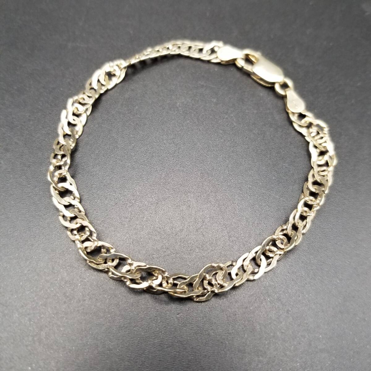 イタリア ヴィンテージ インフィニティ ツイストチェーン 925 シルバー ブレスレット 銀 上品 スタイリッシュ ゴールドトーン Y24-K拍卖