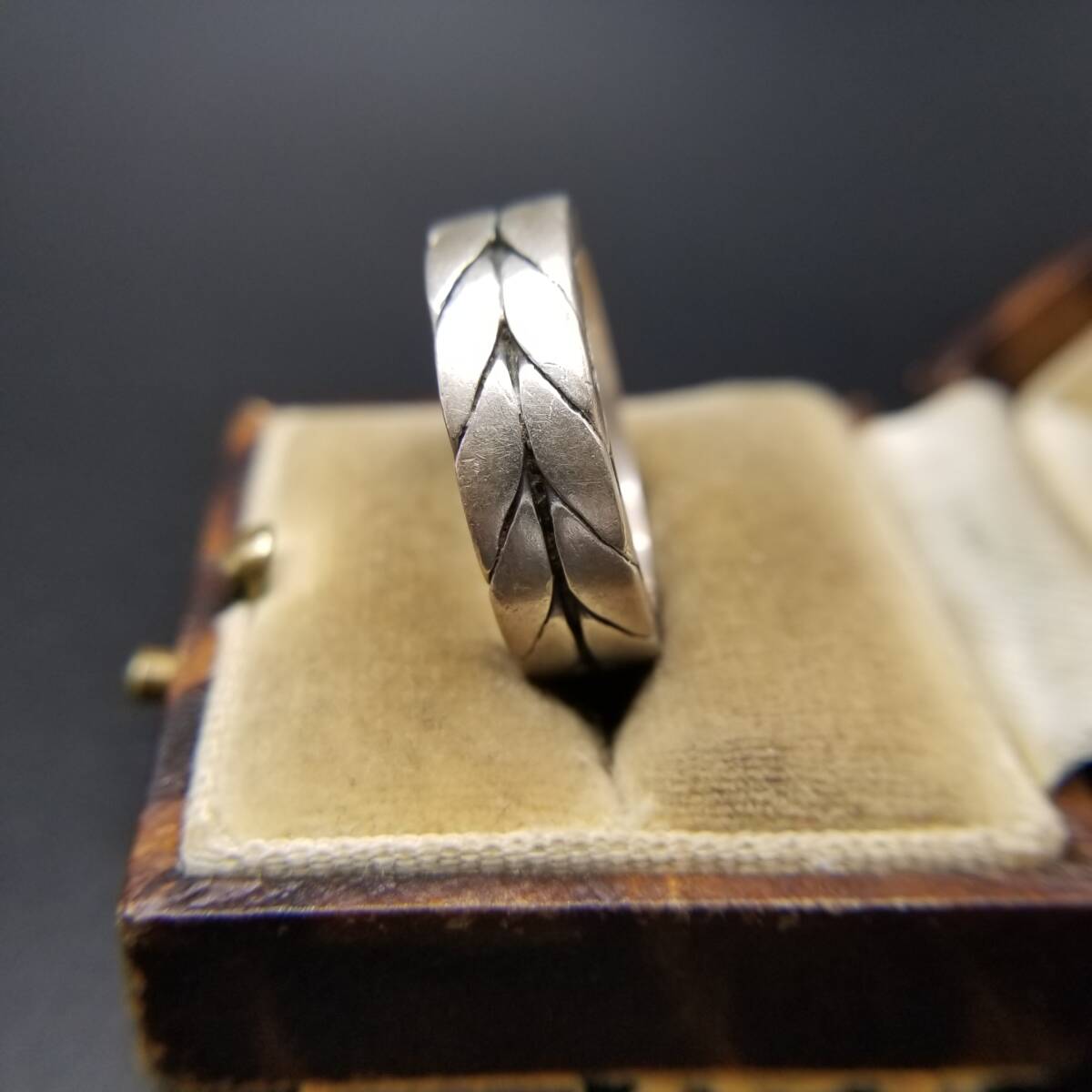 ケーブル ロープデザイン 925 シルバー ヴィンテージ バンド リング 指輪 銀 幅広 重厚感 ユニセックス Y24-Q拍卖