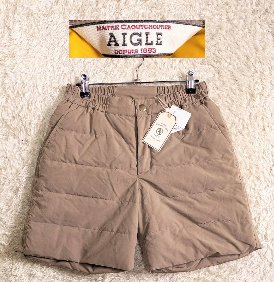 【未使用★ダウン90%】Мサイズ AIGLE ダウン ショートパンツ ハーフパンツ●ベージュ☆エーグル (8151)拍卖