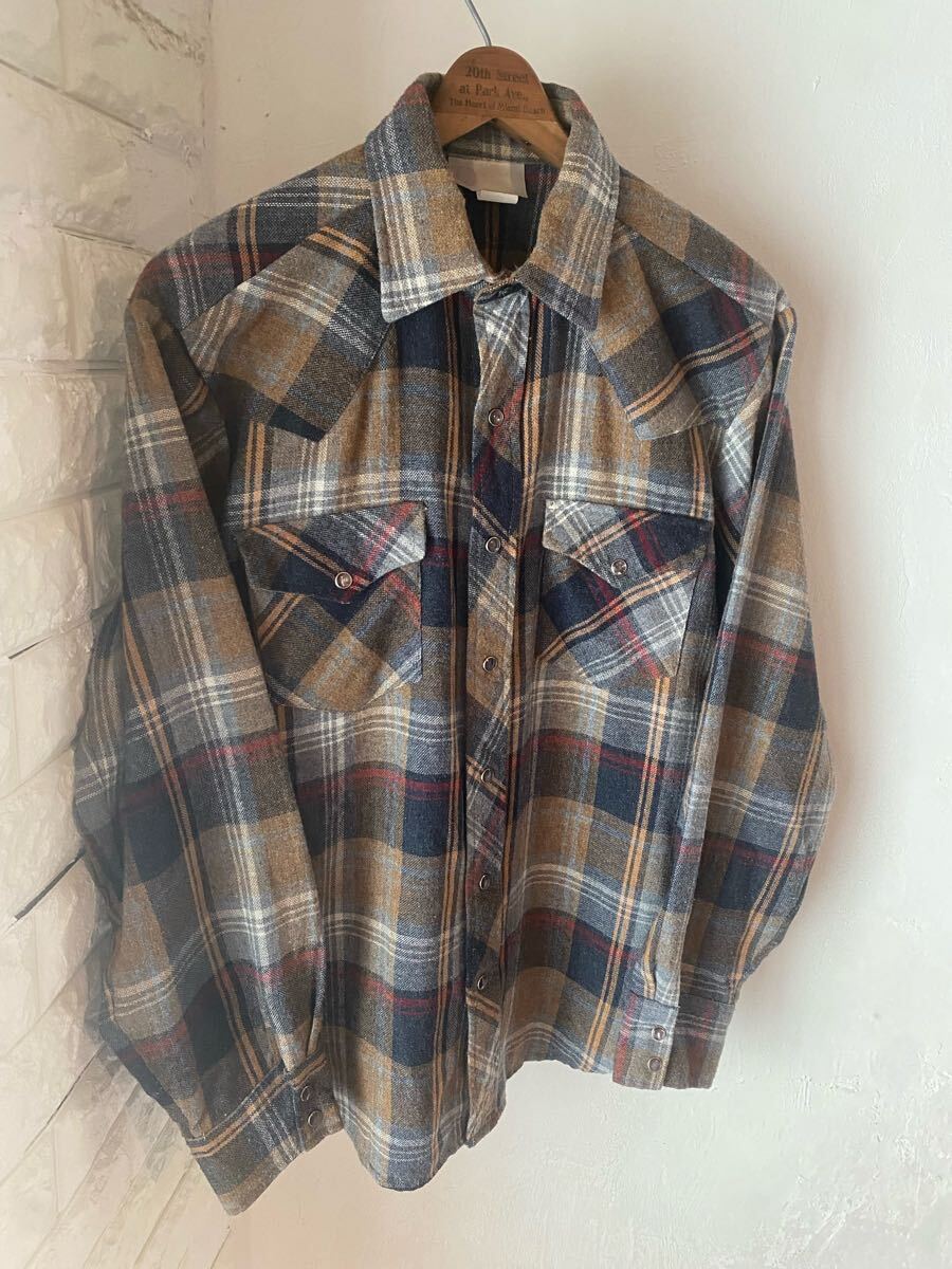 激レア 70s〜 シアーズ キングスロード ウール シャツ バーバリーチェック 検)ヴィンテージ USA us army リーバイスold 70s 60s y2k 大戦拍卖