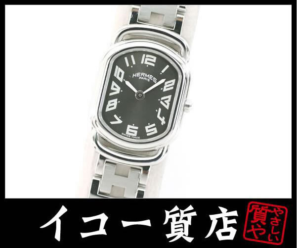 イコー質店 エルメス ★希少 極美品 ラリー RA1.210 レディース ブラックダイヤル クオーツ 新品仕上げ済み RY7483拍卖