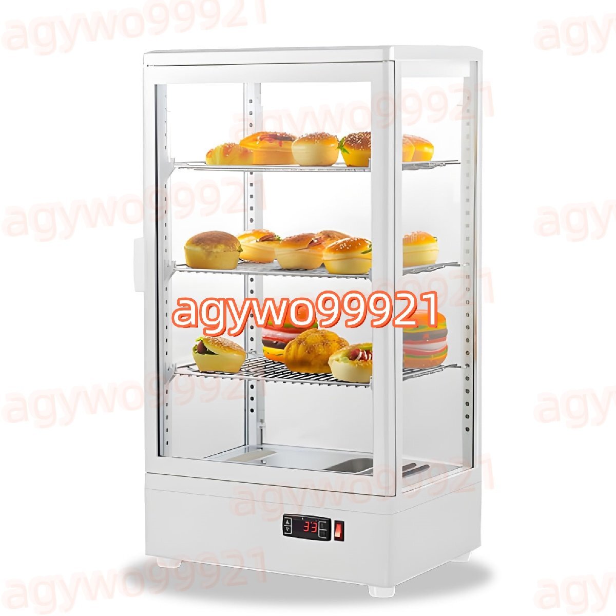 ホットショーケース 保温 静音 省エネ コンパクト設計 店舗業務 省エネモデル 二重強化ガラス 透明ディスプレイ (ホワイト 78L)拍卖