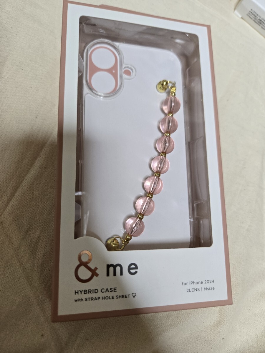 iPhone 16 &me ハイブリッドケース クリアピンク ビーズ 742拍卖
