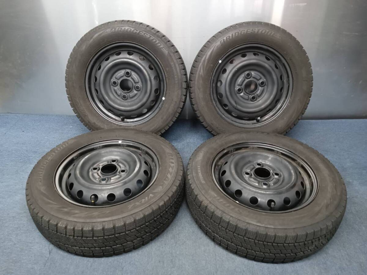 ★8-8.5分山★20年製★ ブリヂストンBLIZZAK VRX2 155/65R13 スチールホイール 13×4J 4H-100 4本セット スタッドレス 軽自動車等 C442拍卖