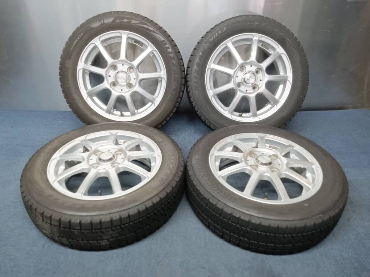 ★7-8分山★21.22年製★ ブリヂストン VRX2 155/65R14 社外ホイール 14×4.5J +45 4H-100 4本セット スタッドレス 軽自動車等 C446拍卖