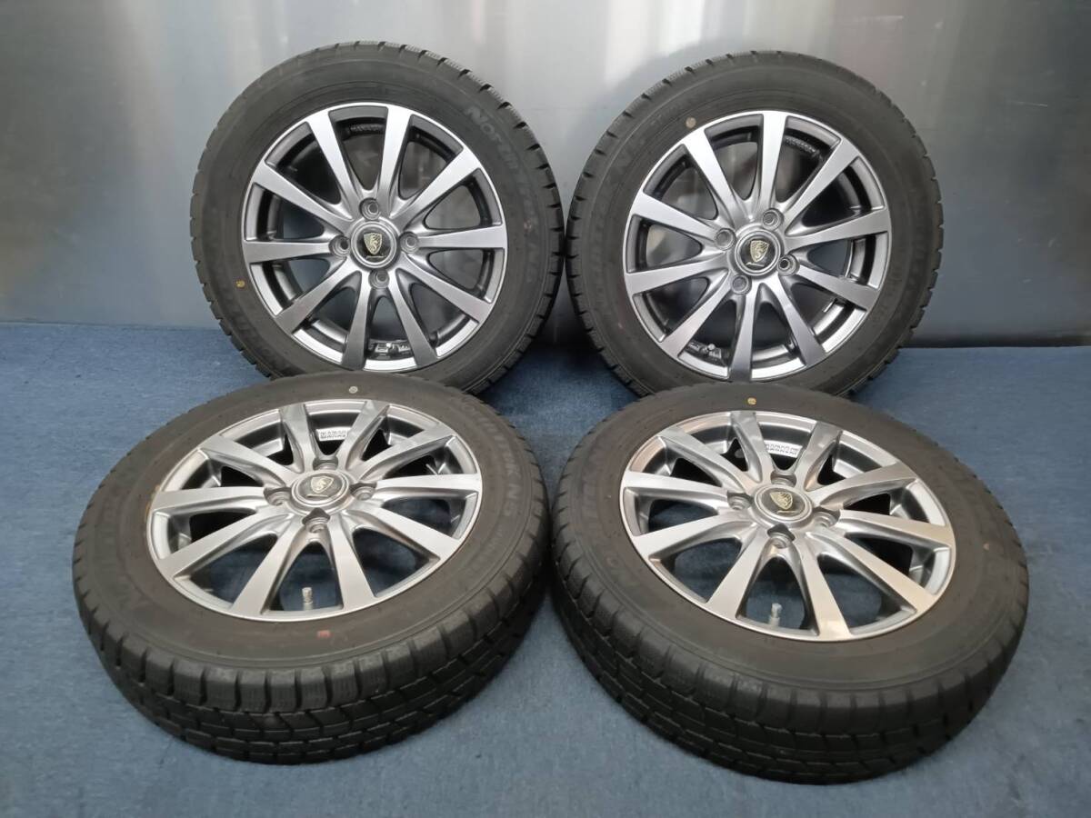 ★8分山★22年製★ オートバックスNorthTrek N5 155/65R14 社外ホイール 14×4.5J +43 4H-100 4本セット スタッドレス 軽自動車等 C459拍卖