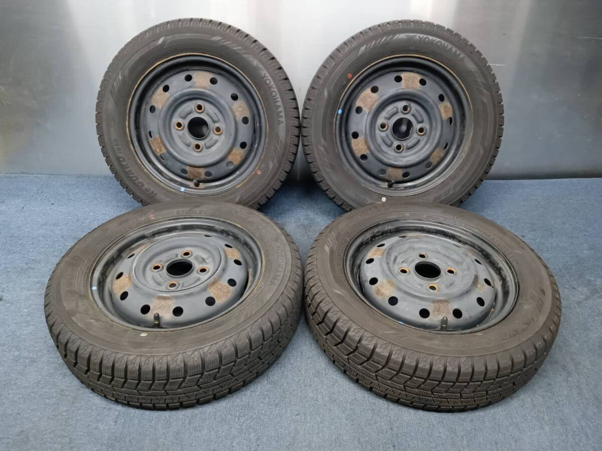 ★8-9分山★23.24年製★ ヨコハマiceGUARD iG60 155/65R13 スチールホイール 13×4J 4H-100 4本セット スタッドレス 軽自動車等 C519拍卖