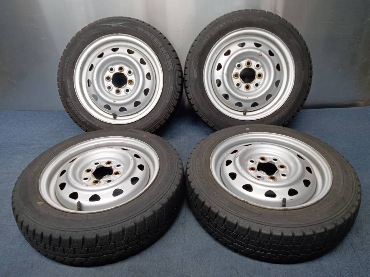 ★8-8.5分山★21.23年製★ ダンロップWM02 155/65R14 マルチスチール 14×4.5J 4H-100/114.3 4本セット スタッドレス 軽自動車等 C690拍卖