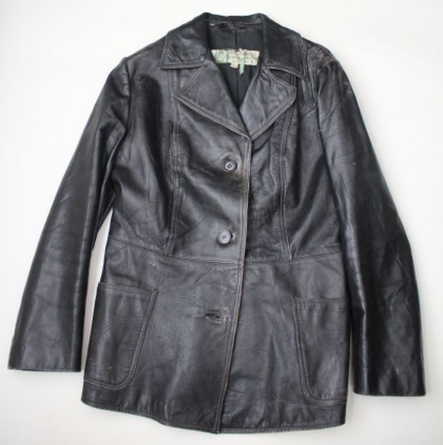 UNKNOWN 【レザージャケット】テーラードジャケット 黒 本革 古着 レディース ブラック 拍卖