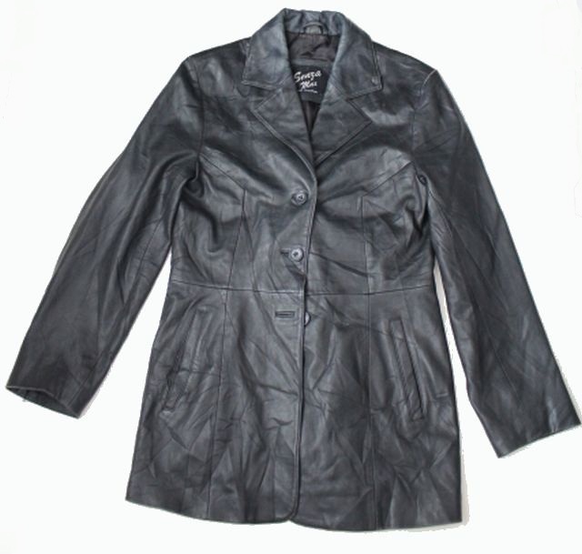 Senza Max 【レザージャケット】テーラードジャケット  黒 本革 古着 レディース ブラック 拍卖