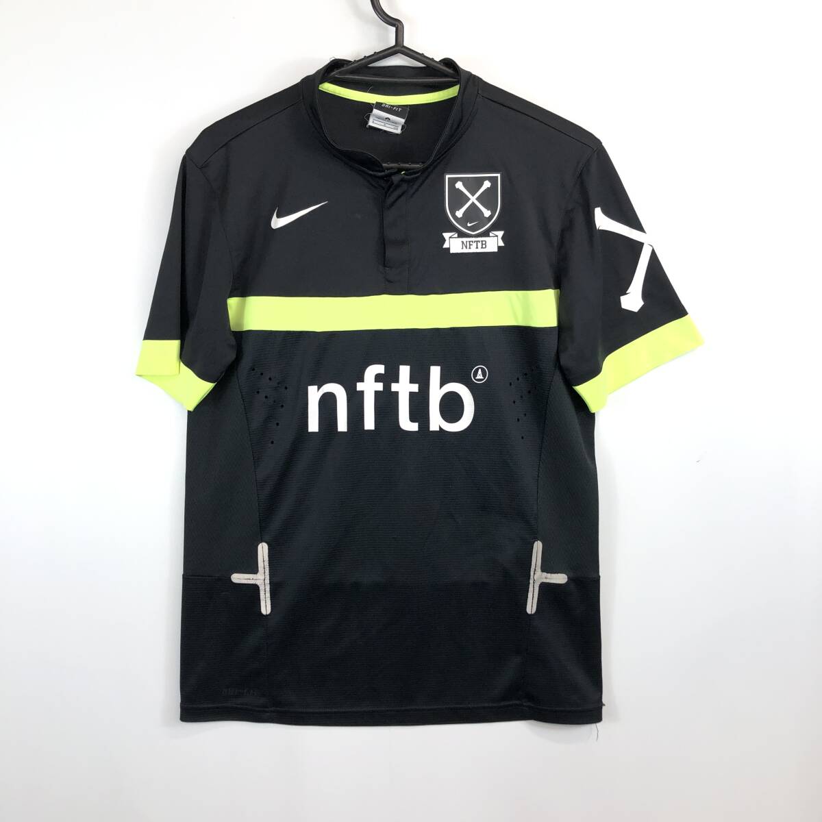 NIKE NFTB ナイキ 半袖プラクティスシャツ ブラック 蛍光イエロー 528386 Sサイズ拍卖