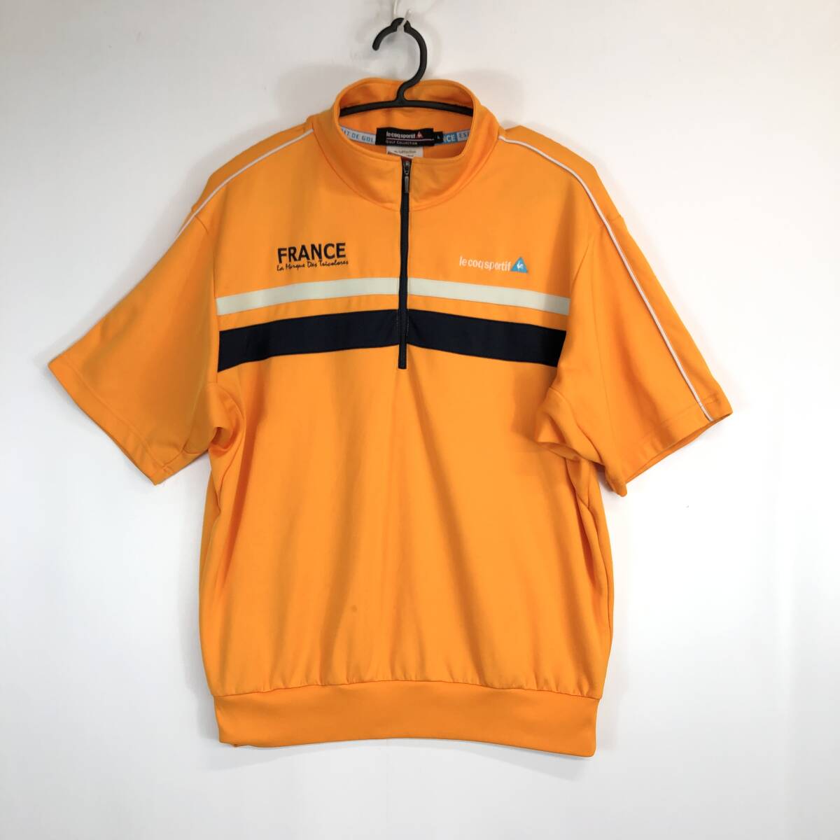 ルコックスポルティフゴルフコレクション ハーフジップ プルオーバーシャツ オレンジ メンズLサイズ QG5577CP拍卖