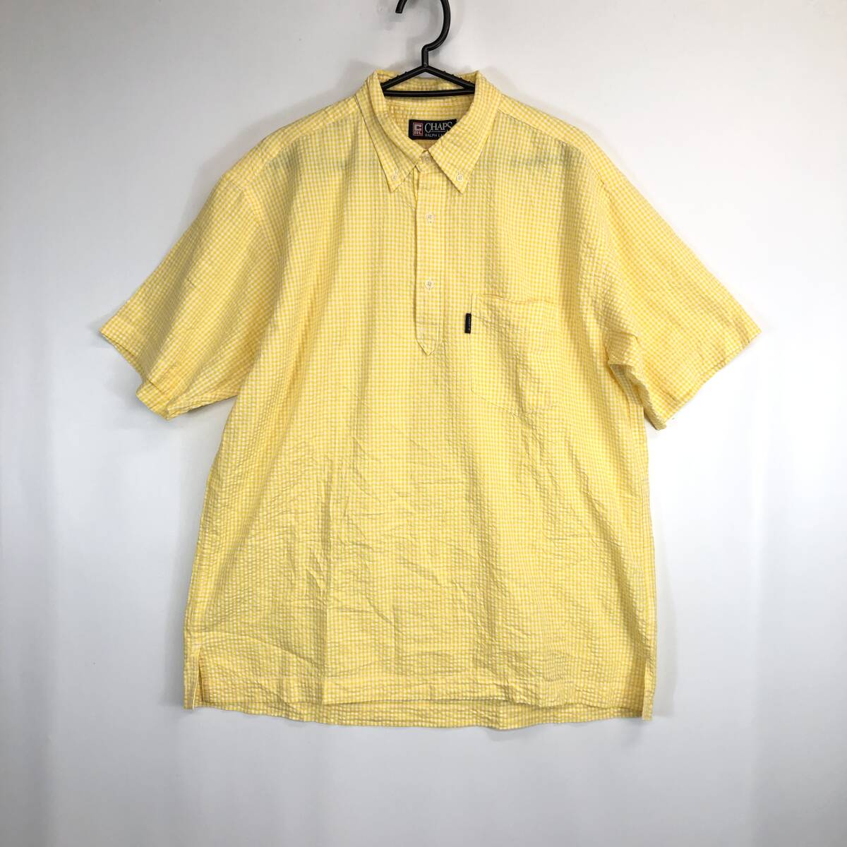 CHAPS チャップス ラルフローレン ハーフボタン半袖シャツ シアサッカー生地 イエロー系 Lサイズ 1529-3918拍卖