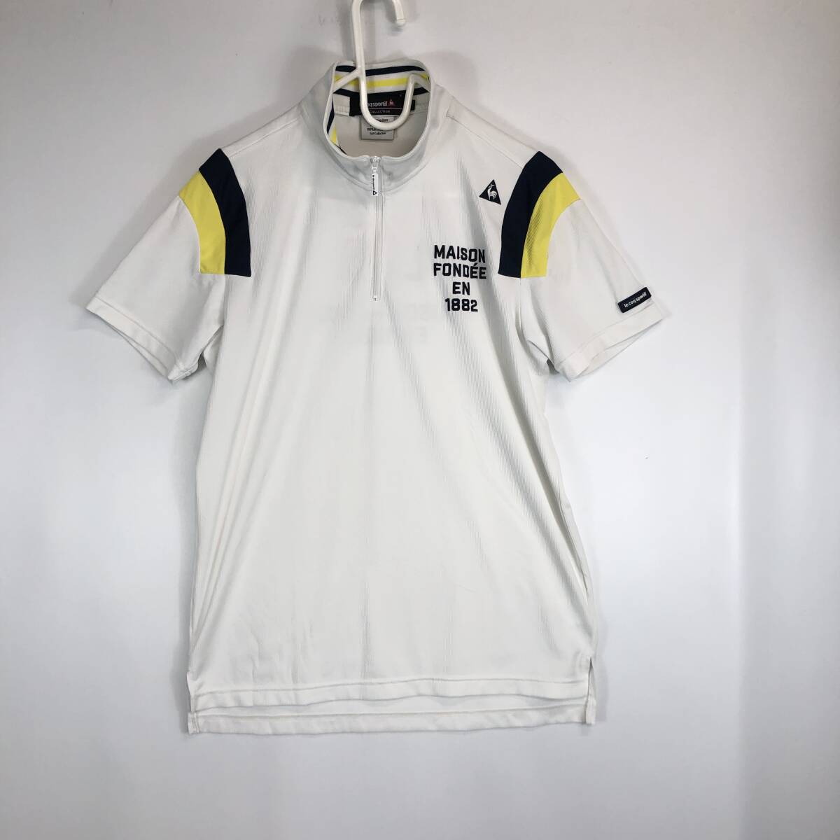 ルコックスポルティフゴルフコレクション ハーフジップゴルフシャツ Mサイズ ホワイト QGMRJA18拍卖